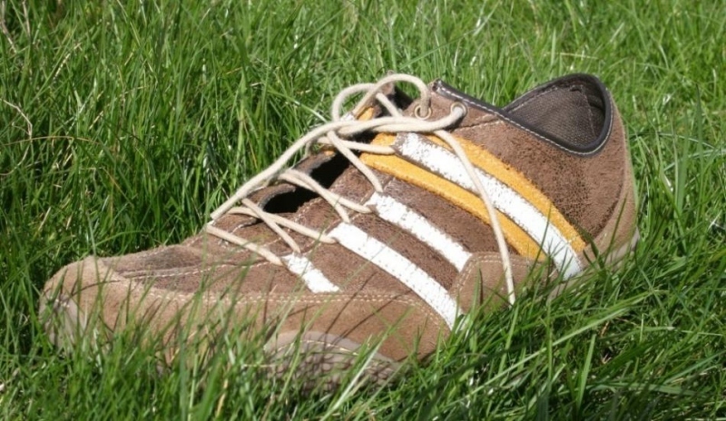 Hnědá bota v trávě 